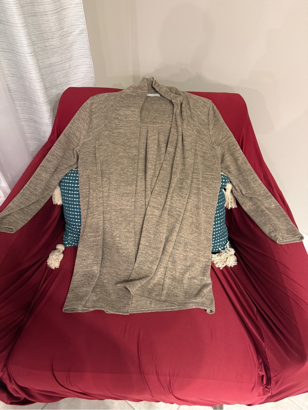 Notations Neutral Taupe Open Drape Cardigan